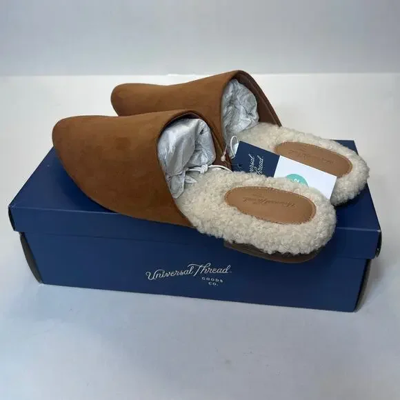 Universal Thread Zuri Flats Easy On Off Slides Cognac Brown Women's Size 8.5 - Picture 4 of 8